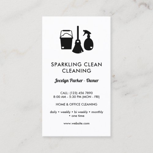 Cute One Sided Black White Cleaning Supplies Business Card