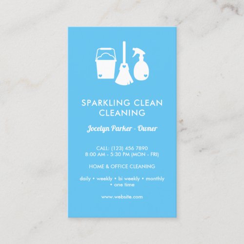 Cute One Sided Blue White Cleaning Supplies Business Card