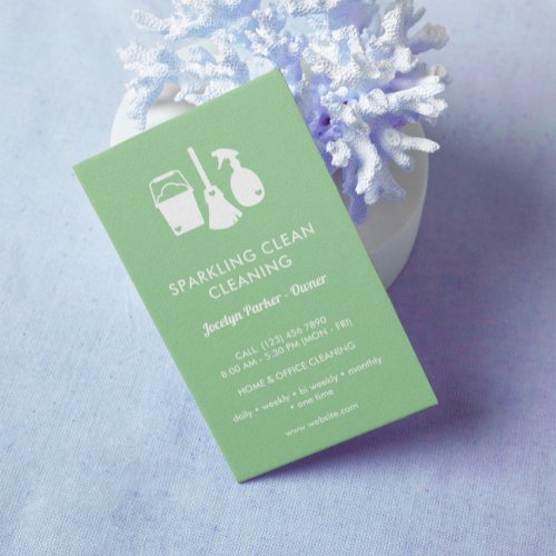 Cute One Sided Mint Green Cleaning Supplies Business Card