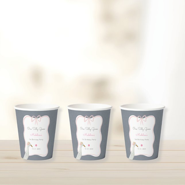 Cute One Silly Goose 1st Birthday Party Paper Cups (Creator Uploaded)