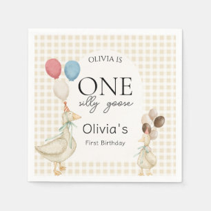 Cute One Silly Goose Birthday Party Napkins