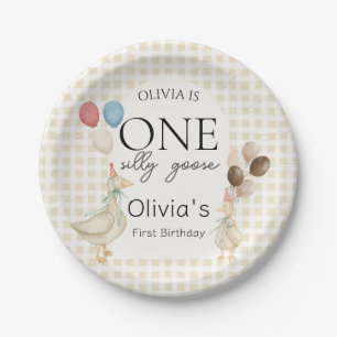 Cute One Silly Goose Birthday Party Paper Plates