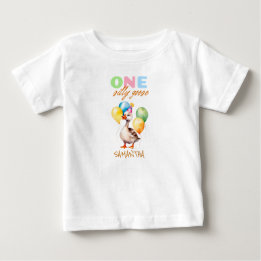 Cute One Silly Goose Gender Neutral 1st Birthday Baby T-Shirt