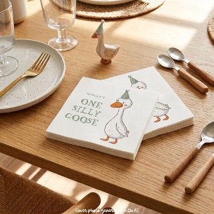 Cute One Silly Goose Kids Birthday Party Napkins