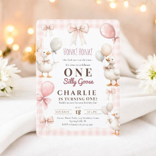 Cute One Silly Goose watercolor farm 1st Birthday Invitation