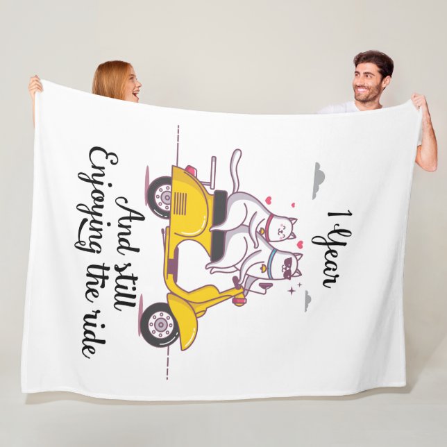 Cute one year Anniversary gift for him & her Fleece Blanket (In Situ)