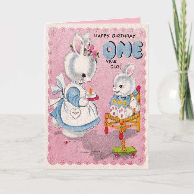 Cute One Year Old Birthday Card (Front)