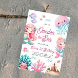 Cute Oneder the Sea Mermaids Kids Birthday Party  Invitation<br><div class="desc">Make a splash with our Cute Oneder the Sea Mermaids Kids Birthday Party Invitation! This charming invitation is perfect for celebrating your little one's first birthday in a whimsical undersea style. Adorned with adorable mermaids, seashells, and ocean creatures, it captures the enchanting world beneath the waves. Printed on premium cardstock...</div>