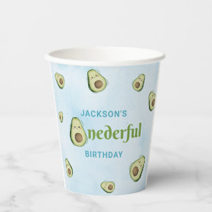 Cute Onederful Avocado 1st Birthday Party Paper Cups