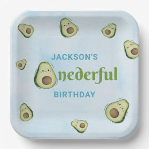 Cute Onederful Avocado 1st Birthday Party Paper Plates