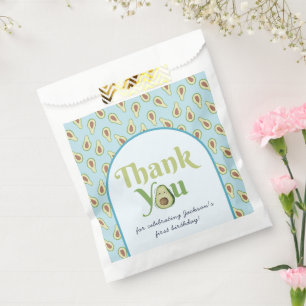 Cute Onederful Avocado 1st Birthday ThankYou Card Favor Bag