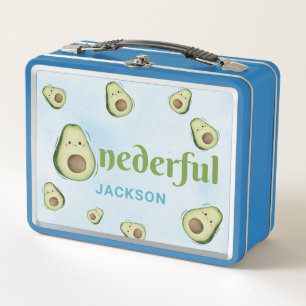 Cute Onederful Avocado Personalized Kids Metal Lunch Box