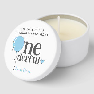 Cute Onederful Birthday Balloon Thank You Mini Candle Favors
