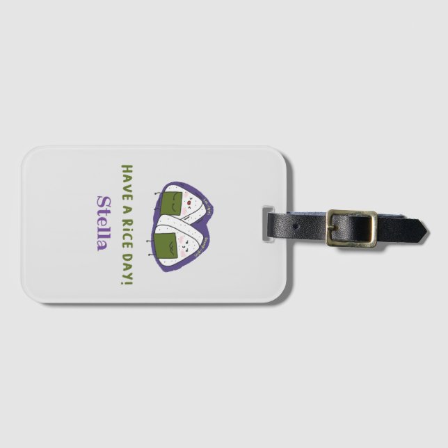 Cute Onigiri personalized Luggage Tag (Front Horizontal)