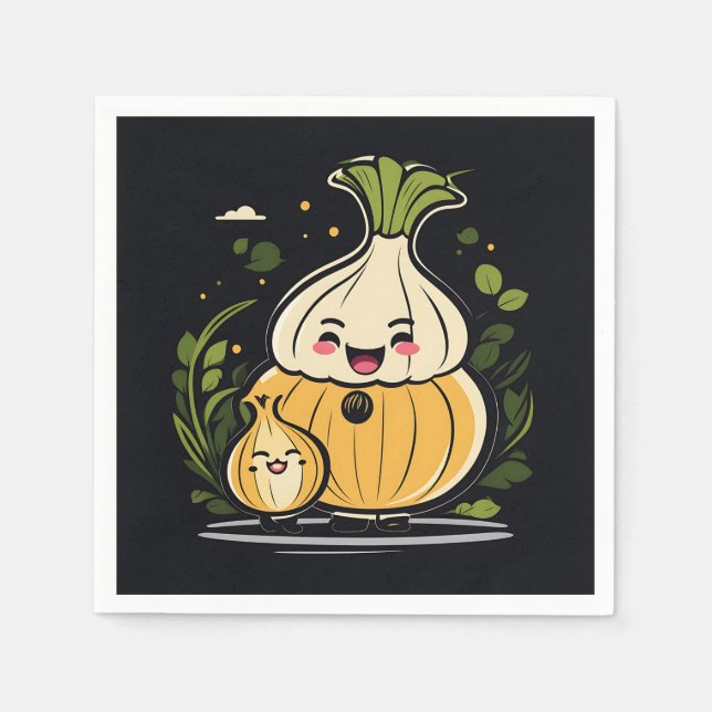Cute Onion Adventure Napkins (Front)
