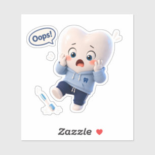 Cute Oops Tooth Character Clear Sticker Sheet