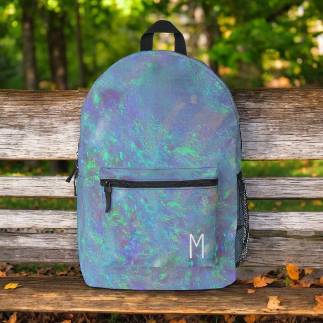 Cute Opal Iridescent Monogram Kid's Printed Backpack (Creator Uploaded)