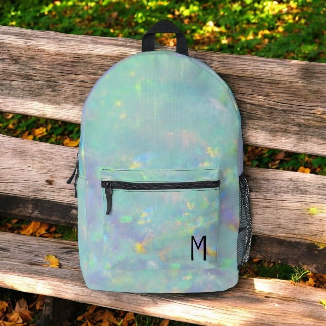 Cute Opal Iridescent Monogram Kid's Printed Backpack (Creator Uploaded)