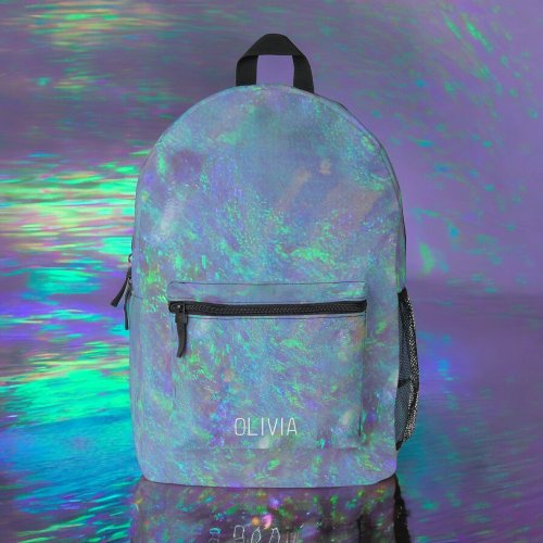 Cute Opal Iridescent Monogram Kids Printed Backpack