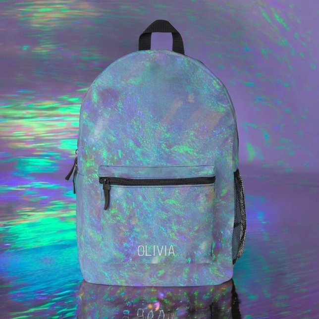 Cute Opal Iridescent Monogram Kid's Printed Backpack (Creator Uploaded)