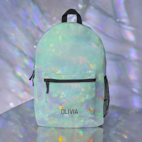 Cute Opal Iridescent Monogram Kids Printed Backpack