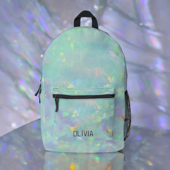 Cute Opal Iridescent Monogram Kid's Printed Backpack (Creator Uploaded)