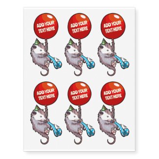 Cute Opossum Add Your Own Text Party Red Balloon