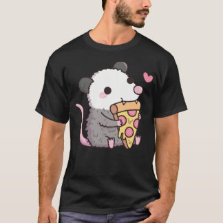 Cute Opossum Eating Pepperoni Pizza T-Shirt