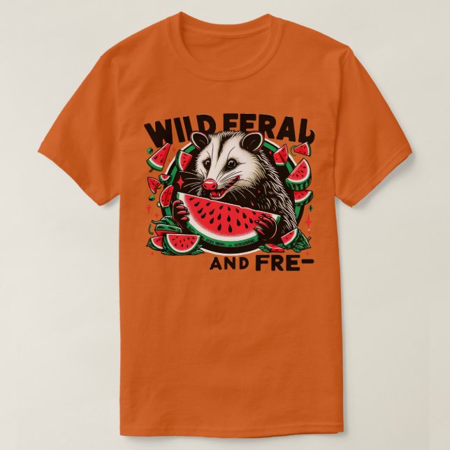 Cute Opossum Eating Watermelon Fruit Summer Men Wo T-Shirt (Design Front)