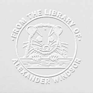 Cute Opossum Head #3 Library Book Name Embosser