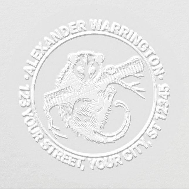 Cute Opossum on Branch #2 Name Return Address Embosser (Design)