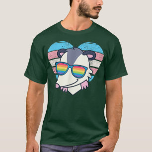 Cute Opossum Pride Trans Flag Rainbow Sunglasses L T-Shirt