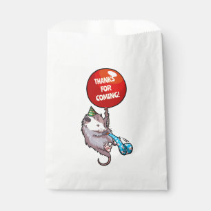 Cute Opossum Thanks For Coming! Party Red Balloon Favor Bag