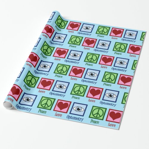 Cute Optometrist Peace Love Optometry Wrapping Paper
