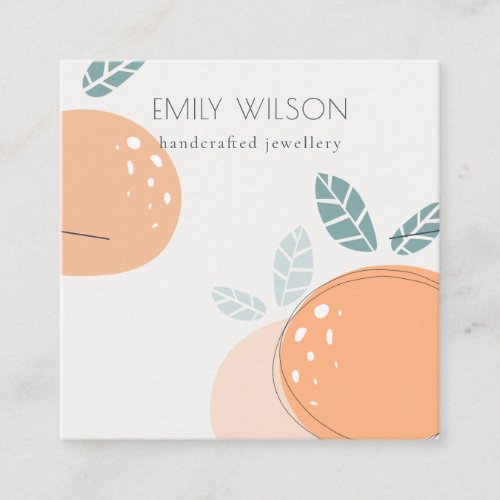 Cute Orange Abstract Fruity Bold Necklace Display Square Business Card
