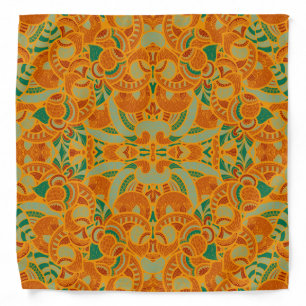 Cute orange abstract seamless flowers bandana