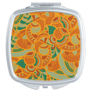 Cute orange abstract seamless flowers compact mirror