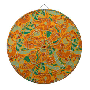 Cute orange abstract seamless flowers dart board