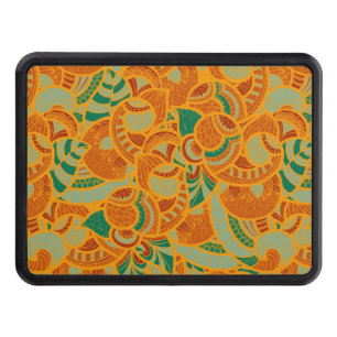 Cute orange abstract seamless flowers hitch cover