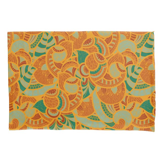 Cute orange abstract seamless flowers pillow case (Front-Left)