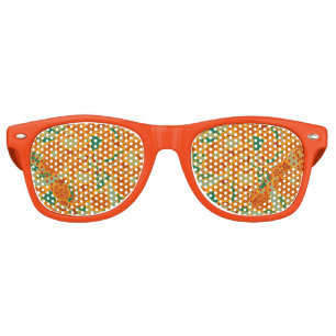 Cute orange abstract seamless flowers retro sunglasses