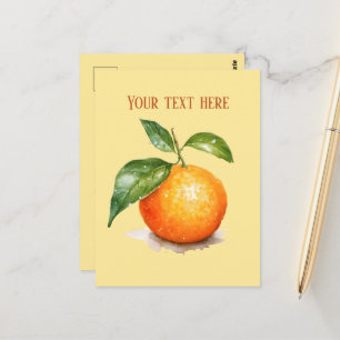 Cute orange add message fruit postcard