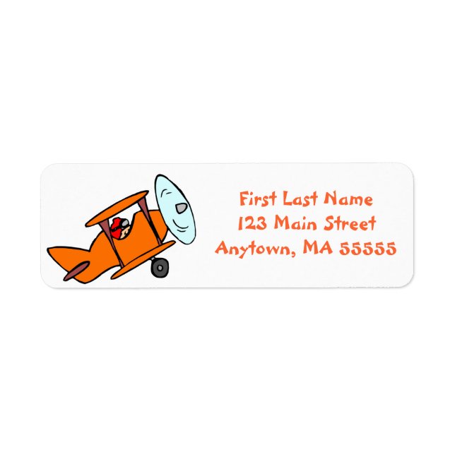 Cute Orange Airplane Address Labels (Front)