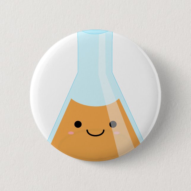 Cute orange alchemy kawaii flask button (Front)