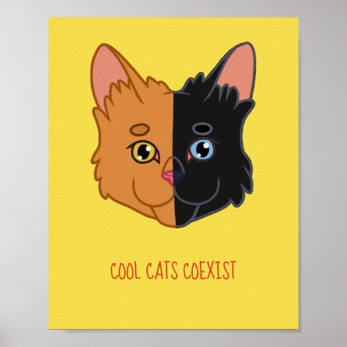 Cute Orange and Black Chimera Cat Coexist Poster