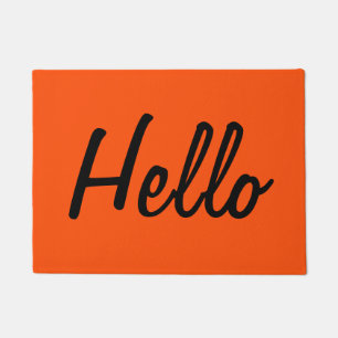 Cute Orange and Black   Hello Doormat