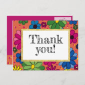 Cute Orange and Bright Floral Birthday Thank You Postcard | Zazzle