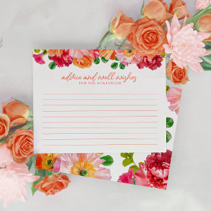 Cute Orange and Bright Pink Floral Advice Card