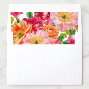 Cute Orange and Bright Pink Floral Bridal Shower Envelope Liner