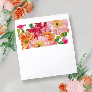 Cute Orange and Bright Pink Floral Bridal Shower Envelope Liner